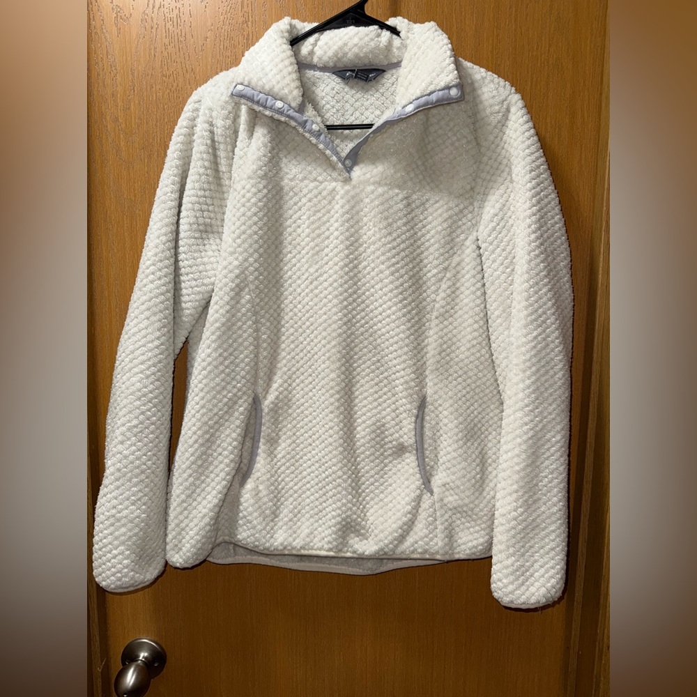 Eddie Bauer Off-White Textured Fleece Hoodie
